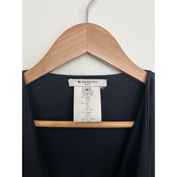 VTG Givenchy Paris Black Draped Cowl Neck Long Sleeve Silk Top Blouse Beaded S - Picture 4 of 6